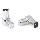2pcs Right Angle F Female to 9.5 TV Male Aerial Antenna Plug Connector Adap Gw