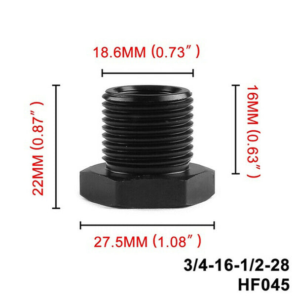 1/2-28 To 3/4-16 Threaded Adapter Automotive Oil Filter  Black Knurled Ca!E