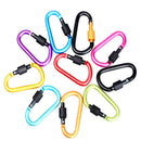 10Pcs D-ring Aluminum Alloy Carabiner Buckle Hook Clip Keychain Screw Lock