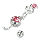 Pink Rhinestone Navel Belly Ring Music Note Dangle Fashion Chic Gift 50x13m W7F1