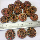 30pcs Round 4 Holes Wood Sewing Buttons for Sewing Craft Clothes Decor Brown