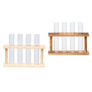 2x Crystal Glass 8 Test Tube Vase in Wooden Stand Flower Pots for Water Plant