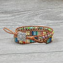 New Chakra Bracelet Fashion Jewelry Natural Stone Bead Handmade Crystal Lea