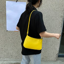 Women Solid Evening Clutch Shoulder Handbags PU Leather Totes Bags (Yellow)