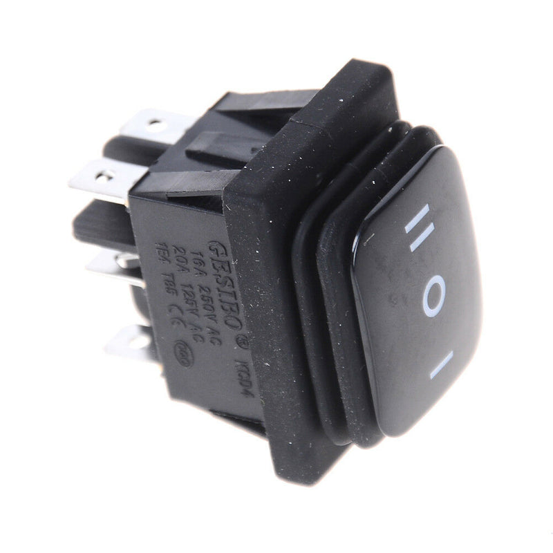 12V Black Waterproof 6Pin DPDT Self Locking Rectangle Rocker SwitchS Kw