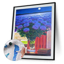 Painting By Numbers Kit DIY Blue Flowers Hand Paint Canvas Oil Art Picture