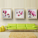 Set 3 Art Oil Painting Canvas Picture Peach Blossom Wall Home Decor 50x50cm