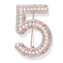 Letter 5 Brooch Pin Rhinestone Crystal Coat Collar Brooch Wedding Jewelry GiftSE