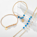 4pcs Retro Shell Flower Bracelet Slice Bangles Women Jewelry Gift (Style 7)