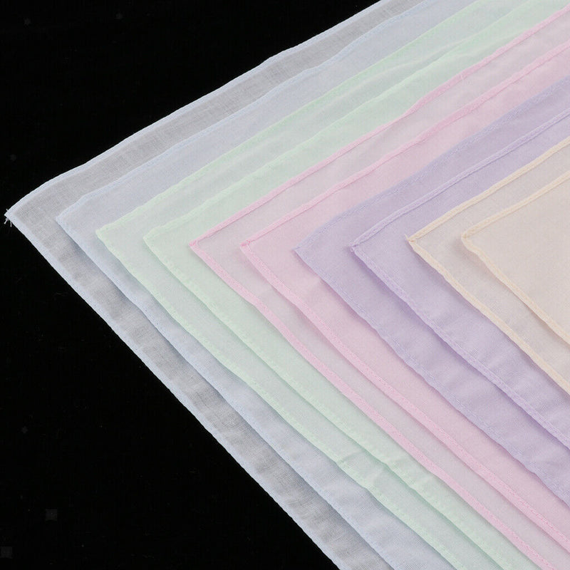 10pack Pure 100% Cotton Colorful Handkerchiefs Women Men Hanky Square Hankies