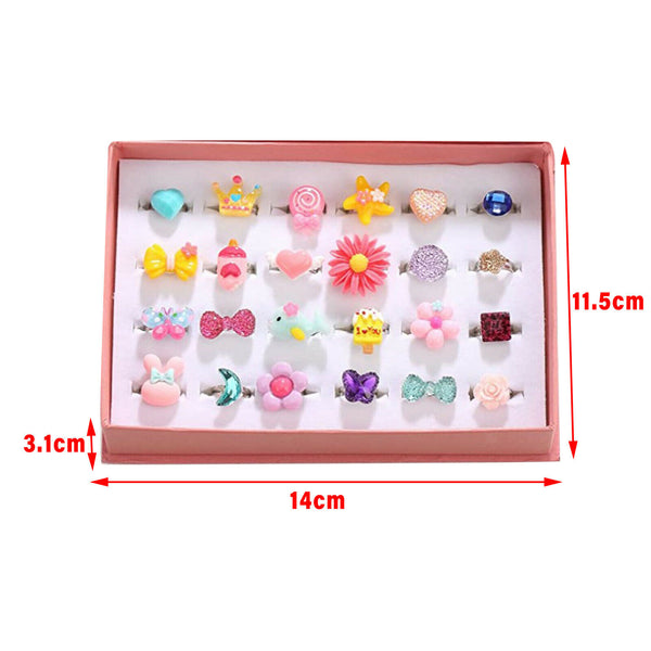 Little Girl Lovely Jewel Rings in Box Girls Play Dress Up Pretend Play Dress Up