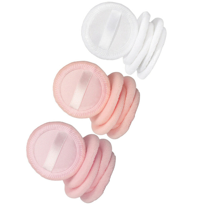 15Pcs Cotton Makeup Powder Puff with Strap Blush Loose Powder Blending Puff