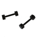 5X(1 Pair of Men's Barbell Titanium steel Ear Studs Earrings 3mm Black V7P9)