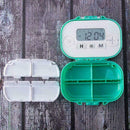 4 Grids Plastic Medicine Storage With Alarm Reminder Organizer Sorter P Box M5R1