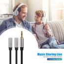 3.5mm Male to 2 Female Headphone Splitter Audio Cable Adapter for Phone
