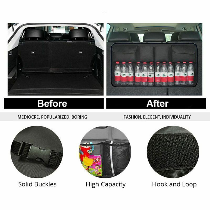 Car Rear Seat Back Storage Bag Multi Hanging Nets Pocket Trunk Bag Organize X8B1