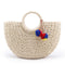 Summer Handmade Bags Women Pompon Beach Weaving Ladies Straw Bag Wrapped Be U5L7