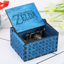 Retro Wood Hand Cranked Music Box Blue Carved Kids Birthday Gift Home Decor