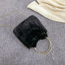Fashion Soft Plush Handbag Women Shoulder Messenger Bag Travel Tote (Black)