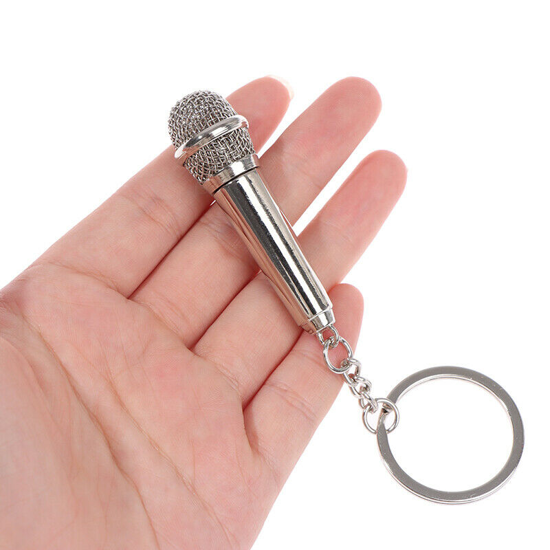 Simulation microphone keychain creative gift personalized car bag pendantB Ew