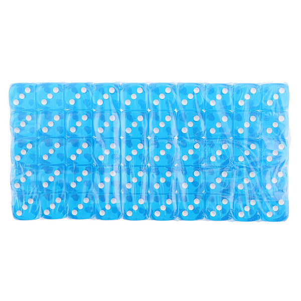 100 Translucent Colored Dice Set  6-sided Dice For Game Or Learning Math Blue