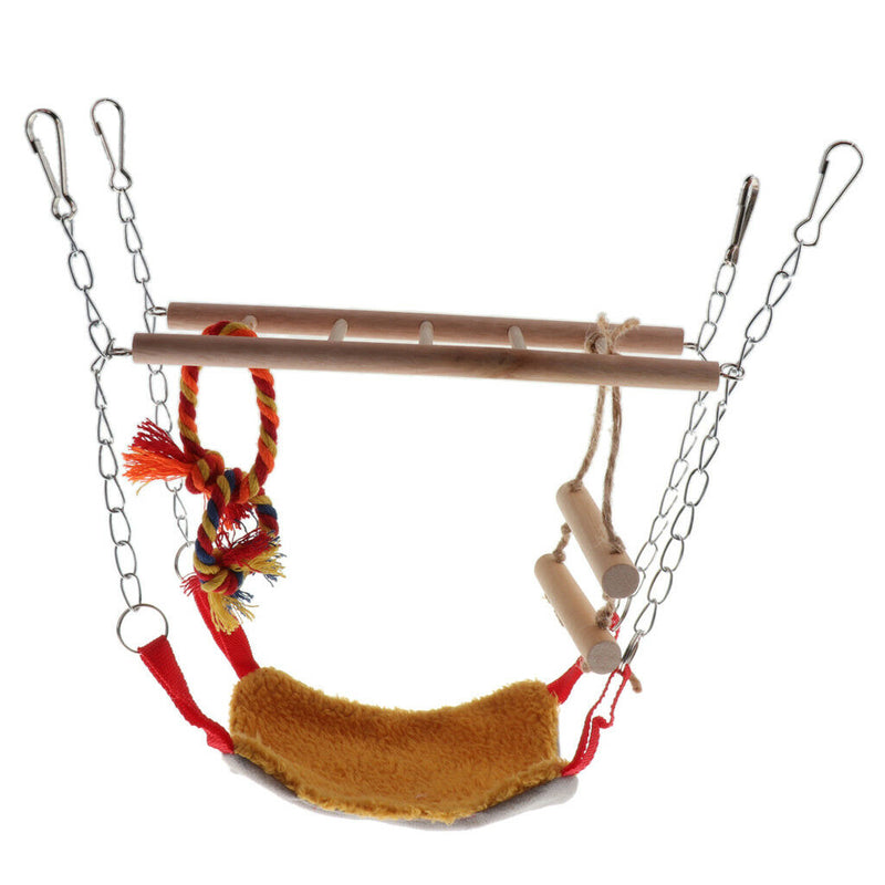 Bird Parrot Cage Hammock Cockatiel Toys Ladder Hanging Swing Chew Bridge