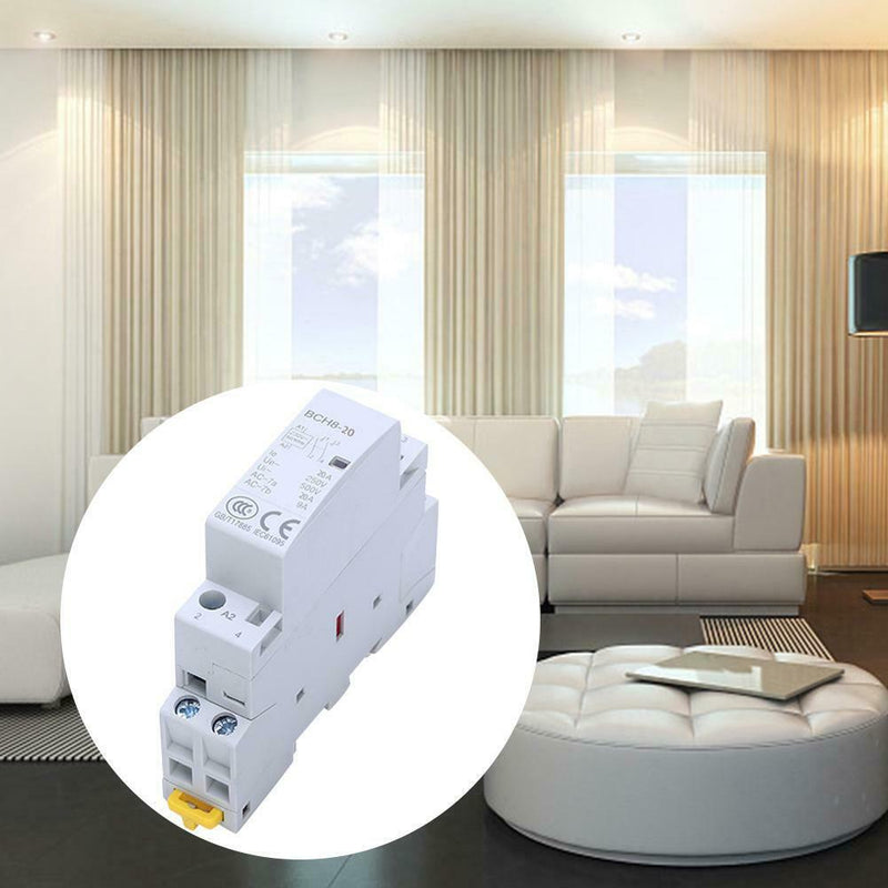 AC Contactor Relay 2P 20A 230V 2NO 60HZ Din Rail Household Durable AC Contactor