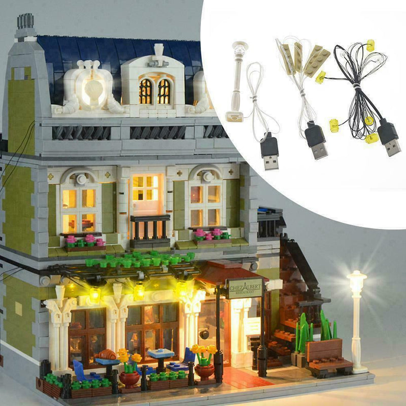 LED Light Up Kit For LEGO Restaurant House Expert Street set City Durable Favor