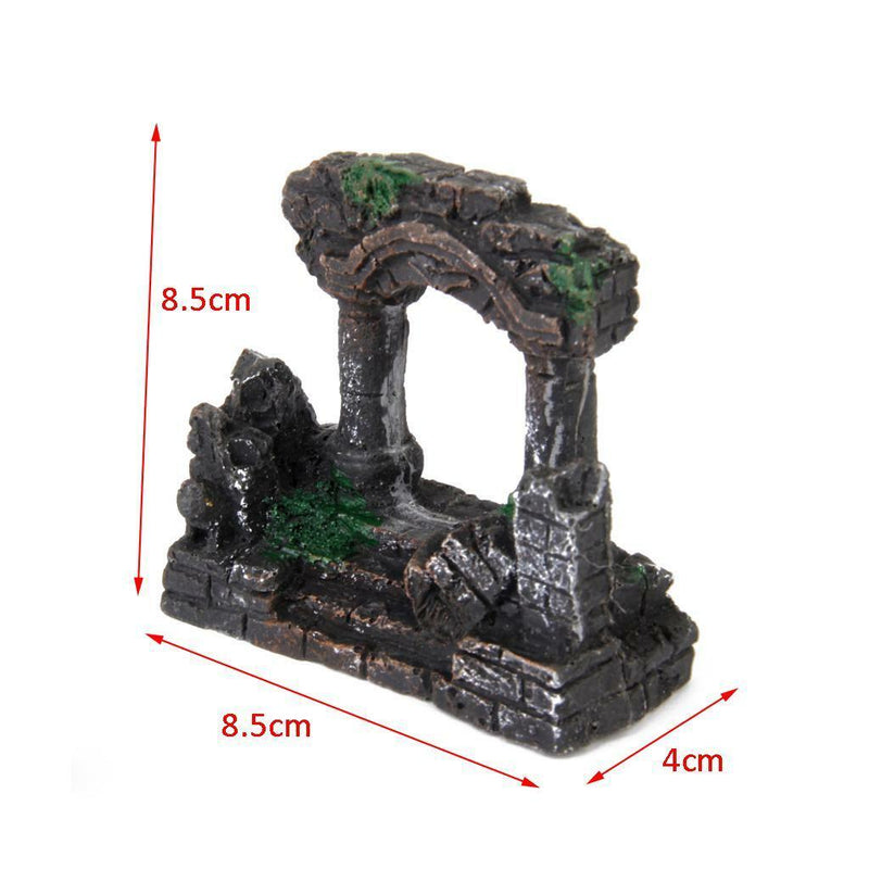 Roman Temple Door Aquarium Fish Tank Ornament Hiding Cave Underwater Decor