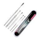 5Pcs Stainless Steel Ear Wax Cleaner Easy Swab Earwax Removal Earpick Tool+Case