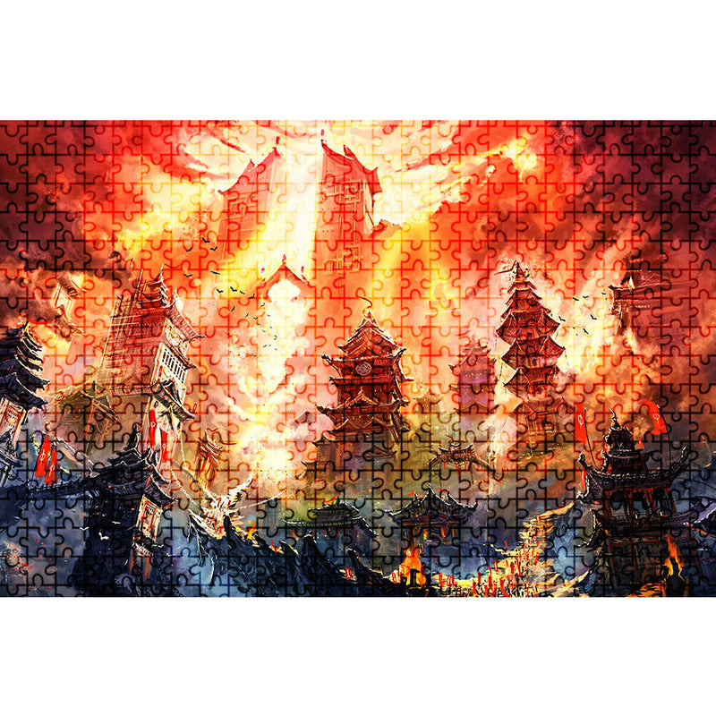 1000pcs DIY Paper Jigsaw Flame Tower Puzzle Toys Educational Picture Decor