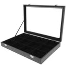 Jewelry Display Showcase with Transparent Glass Cover Black