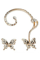Womens Butterfly Rhinestone Cuff Clip Ear Stud Earrings Jewelry