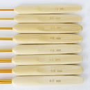 8 x Bamboo Handle Alumina Head Crochet Hooks Needles Marked Size 2.5mm-6mm