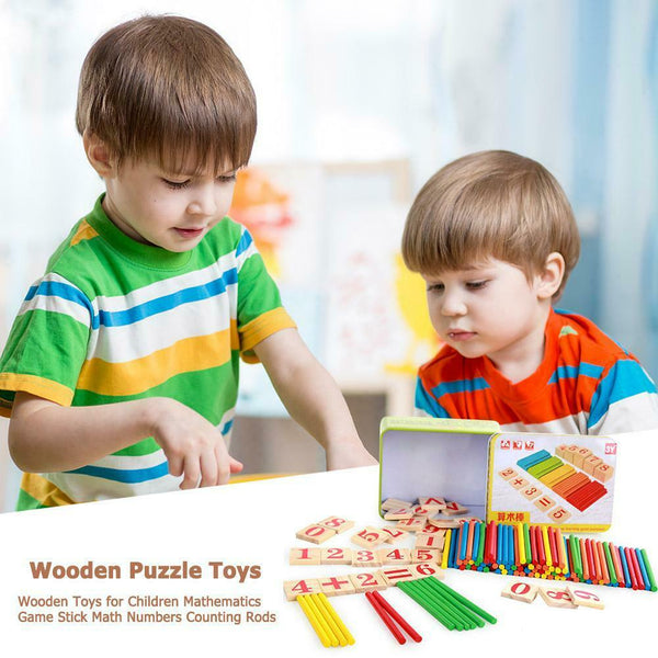 Wooden Toys for Children Mathematics Game Stick Math Numbers Counting Rods #gib