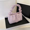 Women Candy Color Shoulder Bags Pleated Ruffle PU Totes Handbag (Purple)