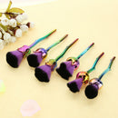 6pcs Rose Shape Makeup Brush Foundation Powder Blush Makeup Cosmetic Tool