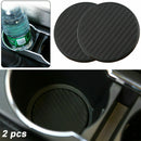 2X Car Vehicle Water Cups Slot Non-Slip Carbon Fiber Look Mat Pad Accessories J8