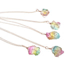 Natural Rainbow Stone Crystal Chakra Rock Chain Quartz Pendant Necklace Hn