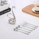 7pcs/set Home Decor Elegant Swan Holder Stainless Steel Small Dessert Coffe Z7V5