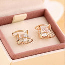 Simple Geometric Out Stud Earrings for Women Square Zircon Plated Earring