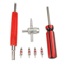 4pcs Schrader Valve Cores with Dual Single Head Removers+4-Way Valve Tool