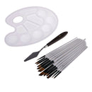 Set Of 12 Round Nylon Round Tip Brushes With Mixing Spatula