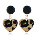 Imitation Heart Geometric Leopard Drop Earrings For Women Statement Trend J