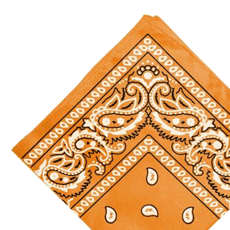 Novelty Double Sided Paisley Print Cowboy Bandana Head Wrap Wristband Orange