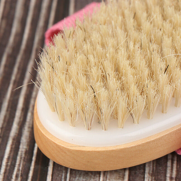 Natural Bristle Shower Body Brush Spa Bath Back Wooden Scrubber without Han  Bj