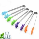 4 pcs Stainless Steel Food Clip Hanging Hand Silicone Tongs Vegetable Fruit M6G2