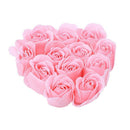 12 Pcs Bathing Pink Rose Bud Flower Petal Soap + Heart Shape Box