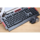 1X(Wireless Gaming Keyboard Mouse Combo Set Metal Panel Game Gamer 2.4Ghz 2