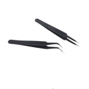 2x Anti-static Curved Straight Tip Precision Tweezers Set Electronic ESD Tool FT
